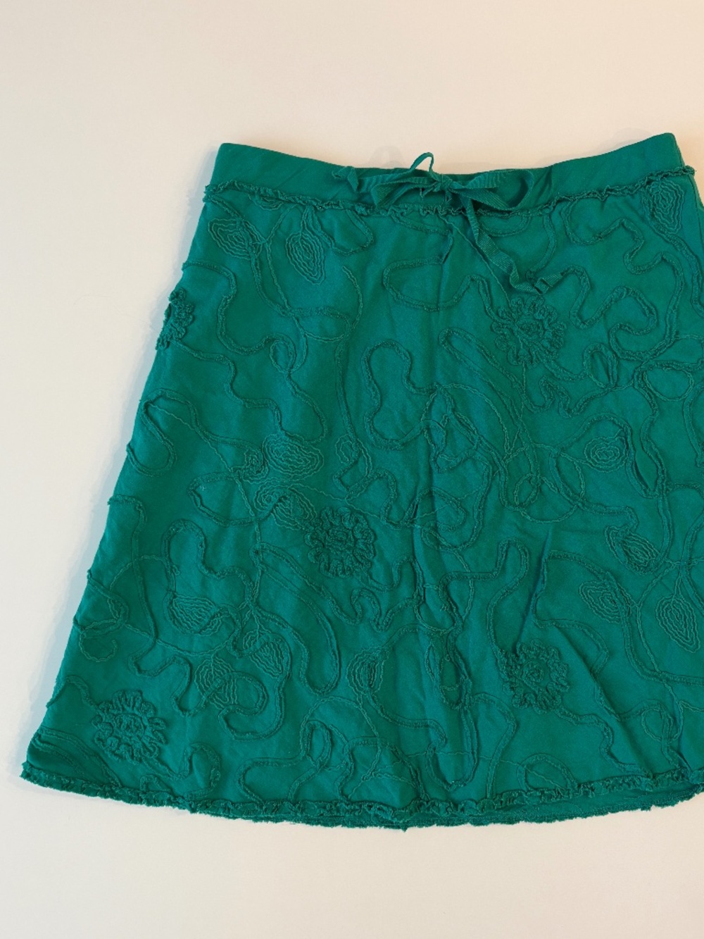 Max Studio 100% Cotton Green Embroidered Skirt Size S Boho Comfy